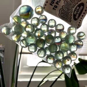 Vintage Style Glass Marble Set with "Long Shot" & "Close Enough" Game Manual